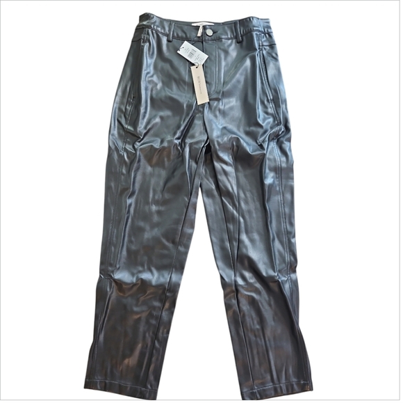 BCBGENERATION High-Rise Straight-Leg Faux Leather Black Pants - Picture 8 of 10
